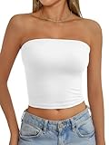 AUTOMET Tube Tops Strapless Crop Tops Basic Backless Sleeveless Bandeau Going Out Cute 2025 Summer Clothes White S