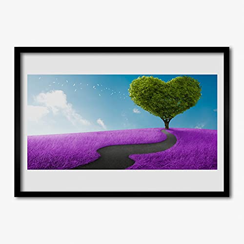 Affiche encadrée 70x50 cm avec motif piste de pré pour décoration murale de salon