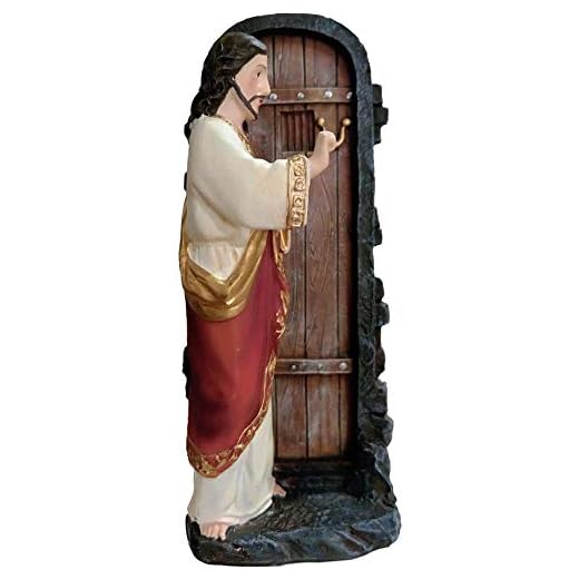 Jesus Resin Figur Staty, Jesus knackar på dörren Skulptur Ornament Collection, Religiös Home Office Dekoration Gift, A