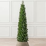 Christow Pencil Christmas Tree 6ft, Artificial Slim Narrow Green Spruce, Luxury Indoor Xmas Decoration, Natural Looking PE & PVC Needles, Easy Assembly with Stand, Tip Count 321 (skirt not included)