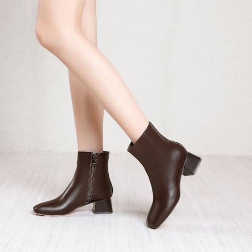 Image of Susanny High Heel Boots for Women,Womens Platform Boot Heels Sexy Round Toe Lace UP High Heels Mid Calf Boots