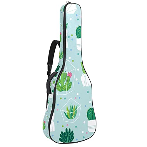 Housse guitare basse et acoustique étanche motif cactus à fermeture éclair