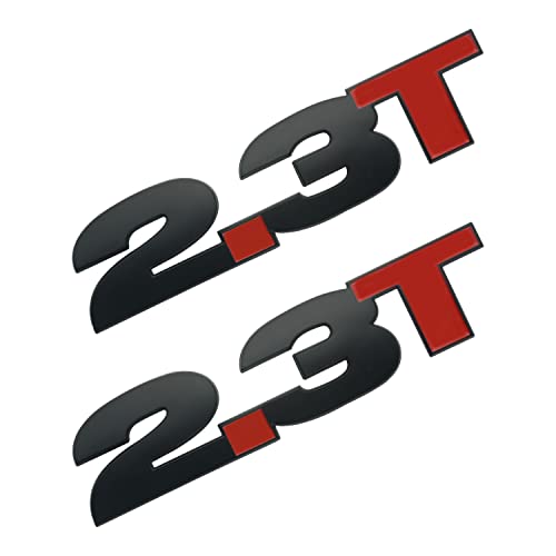 Image of 2Pc 2.3T Emblem Trunk Fender 3D Badge Sticker 3M Adhesive Replacement for Mustang (Black Red)