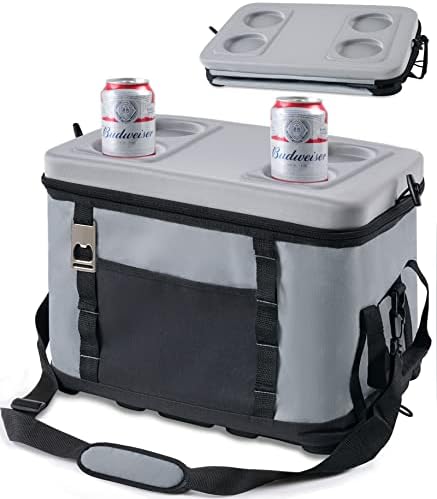 OUOYYO Soft Cooler Bag,Upgraded 30 Cans Collapsible Leak Proof Cooler Bag Backpack Keep Food Cold Cool - Waterproof Durable Stable Beach Soft Sided Cooler Bag for Men Women Beach Travel Camp Lunch
