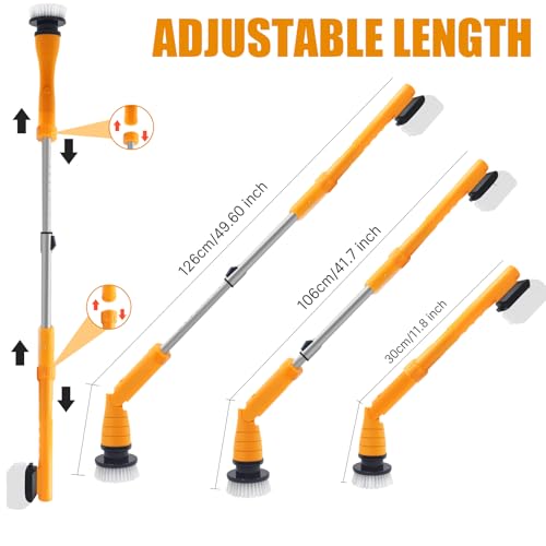 Electric Spin Scrubber,Powerful Cordless Cleaning Brush Compatible With Dewalt Battery -With 8 Brushes Adjustable Long Handle -1000RPM,3 Speeds for Car/Bathroom/Shower/Floor(Body only, no Battery) - Image 7