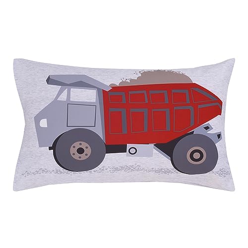 Image of Everything Kids Trucks Gray, Red, Blue, and Yellow Building The Future 4 Piece Toddler Bed Set - Comforter, Fitted Bottom Sheet, Flat Top Sheet, and Reversible Pillowcase