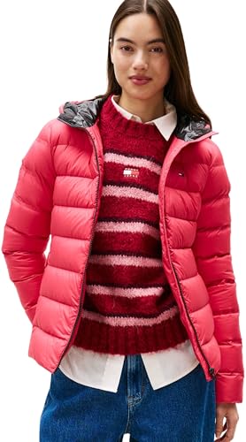 Tommy Jeans Women's TJW SLIM HOOD PRNT DOWN JCKT EXT DW0DW21617, Red, M