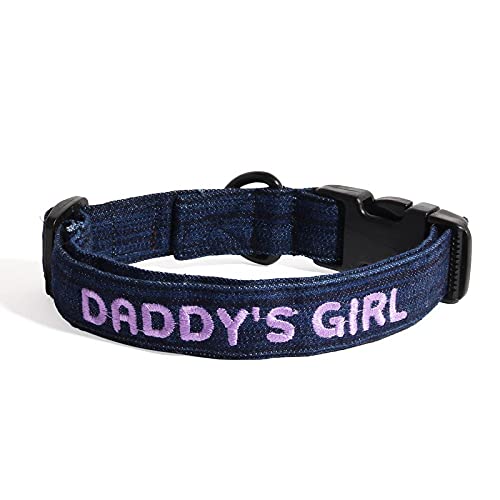 Lana Paws Daddys Girl Adjustable Embroidered Denim Fabric Dog Collar Belt (S) (B09CMMSX5S) Amazon Price History, Amazon Price Tracker