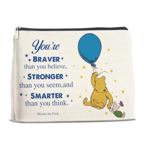 YeleY Friendship Inspirational Pooh Bear for Women Pooh Bear Cosmetic Makeup Bag for Teens Women Friends Sisters Daughter