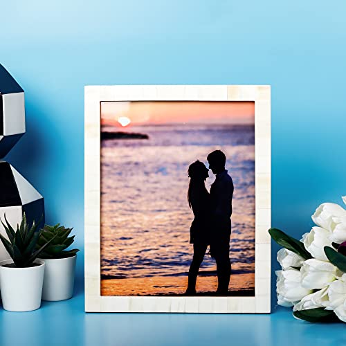 8X10 Bone Picture Frames Chic Photo Frame Handmade Vintage From (8X10, White), Gifts For Mom #TOP1