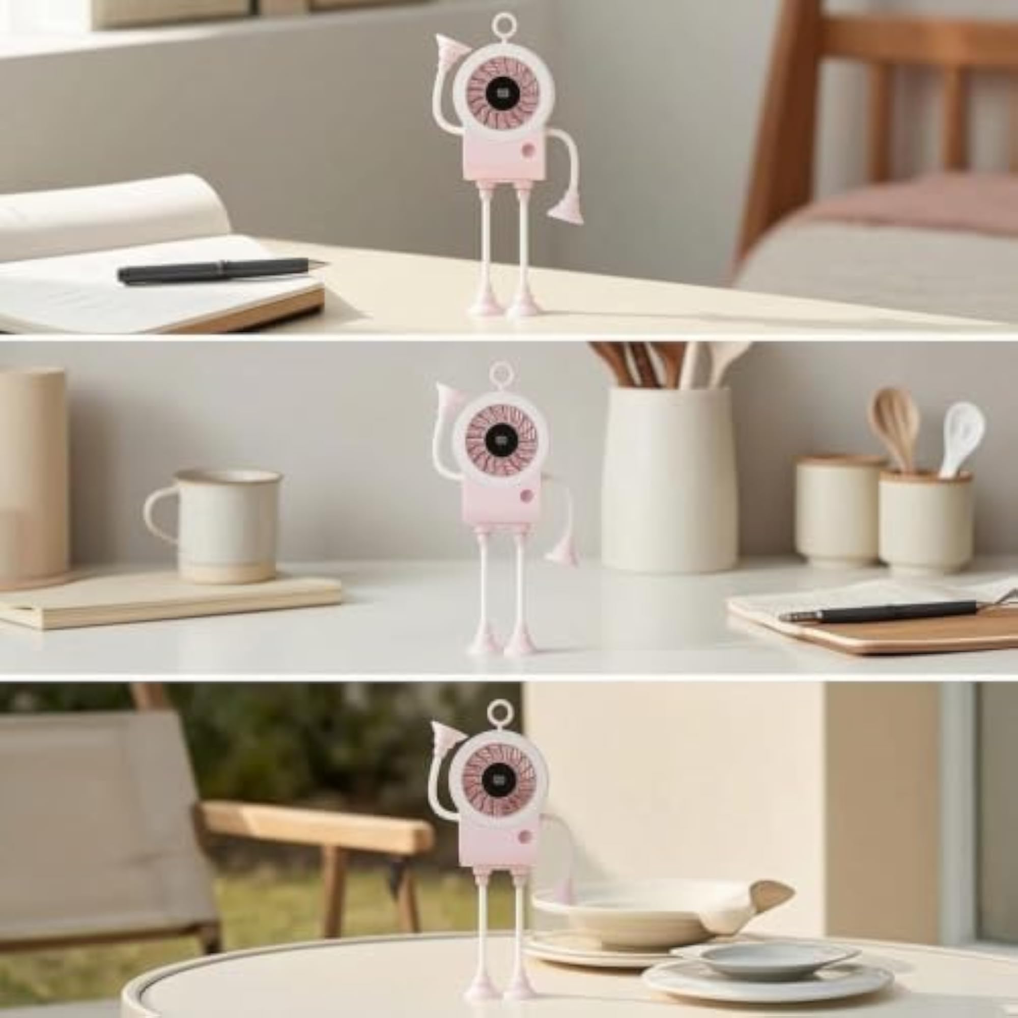Compact Mini Fan with Suction Cups, Portable Alien Design