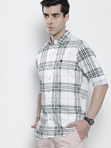 Image of The Indian Garage Co Men Regular Fit Checkered Full Sleeves Cutaway Collar Casual Shirt
