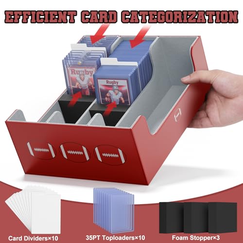 Image of Mlikero Football Card Storage Box, Trading Card Storage Box Oversized Fits Toploaders, Magnetic Closure Sports Card Case for Football Cards 2026 (Holds 500+ Toploaders)