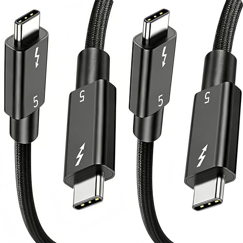 2Pack Usbc Cable for Thunderbolt 5 Cable 3.3FT (1M), 240W Charging, 80Gbps Data Transfer, 8K/4K Displays,Compatible Thunderbolt 4,3,2/USB4, SSD, MacBook M4 Pro/Max, iPhone 17/16, Dock and More