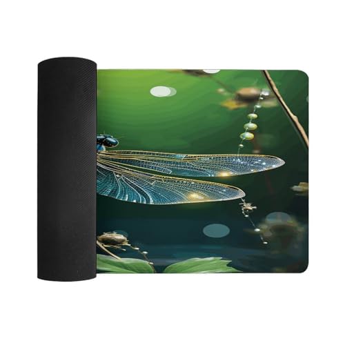 Dragonfly Green Desk Pad grande con base de goma y superficie impermeable miniatura 3