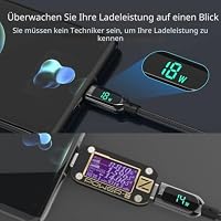 SooPii 100W 1.2M USB C auf USB C Kabel mit LED Display,Nylon Braided – Ansicht 3