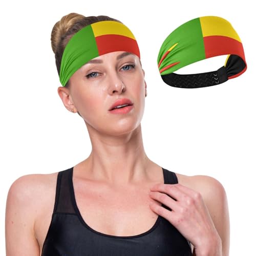GuoChe Diademas elásticas antideslizantes con la bandera nacional de Benin para mujer, para entrenamiento, uso diario, ciclismo