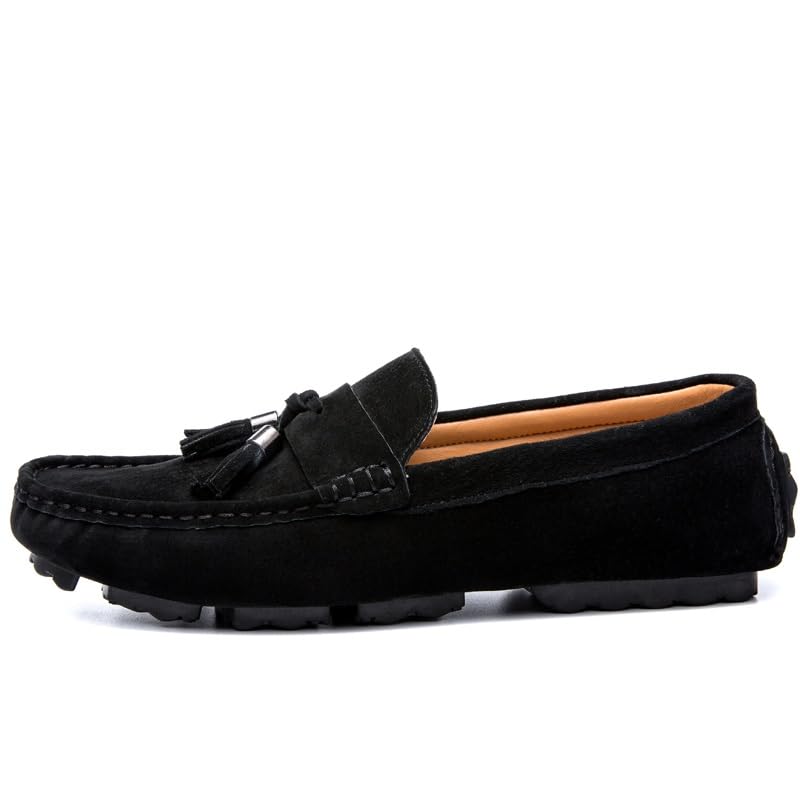 Mens Loafers Round Toe Solid Color with Tassel Suede Vamp Driving Loafers Comfortable Flexible Anti-Slip Party Prom Slip On2