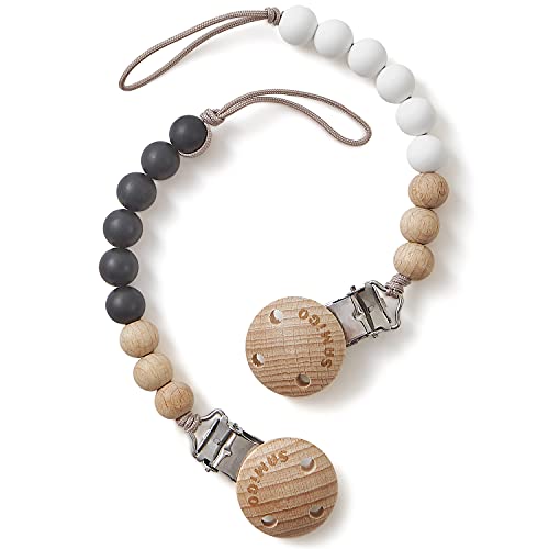 Image of SAMiGO Silicone Pacifier Clips Holders Paci Binky Clips for Baby Boys and Girls - 2 Pack