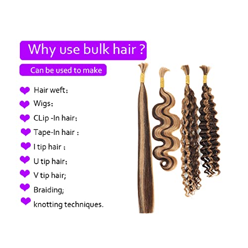 Bulk Human Hair For Braiding 100% Unprocessed Brazilian No Weft 20 Inch (100G (1Pack-2Bundles)) Human Hair Braids Extension Remy Human Braiding Hair For Micro Braids Hair Deep Bulk Natural Color #TOP4