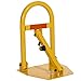 DURHAND Barrera de Aparcamiento Plegable Manual Bloqueo de Estacionamiento Abatible con Cerradura 3 Llaves Cinta Reflectante Metal 36,5x31x50,5 cm Amarillo