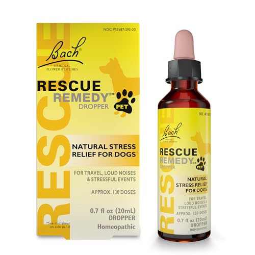 RESCUE Remedy Pet Dropper for Dogs - 20 mL - Stress & Tension Support for Dogs with Bach Natural Flower Essences - Sedative-Free, Homeopathic Liquid Formula - for All Breeds, Ages & Weights