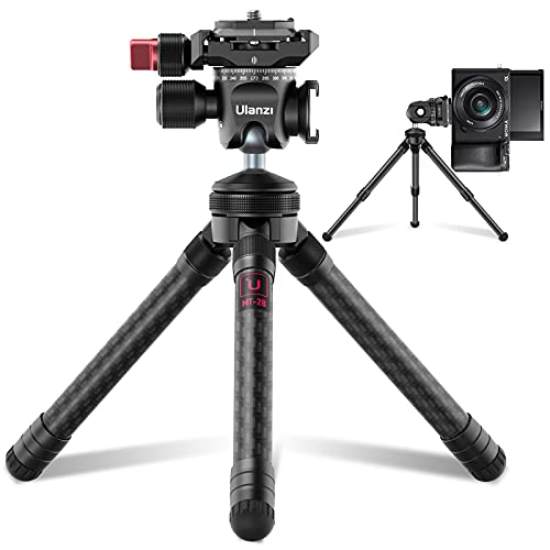 Ulanzi MT-29 ミニ三脚 カメラ三脚 カーボン三脚 伸縮 カメラ 一眼 炭素繊維 2段調節 アルカスイス自由雲台付き ホットシュー付き 一脚可変式 超軽量 コンパクト iPhone 12 Pro Max XS Max X 8 7 Samsung Canon Nikon Sony RX100 M1-M6 A6400 A6500 A6600 Canon G7X Mark IIIなどのカメラスマホ/デジタルカメラ対応