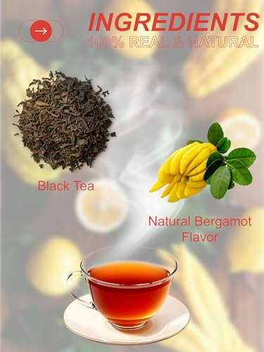 Image of TeeLux Earl Grey Tea Bags, Premium Black Tea Blended with Natural Bergamot Flavor, Refreshing & Mellow Taste, Enjoy Hot or Iced, 100 Count