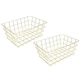 Home & Styling 2er Set Metallkorb 30x22,5xH14cm Gold - Aufbewahrungskorb Obstkorb Dekoration Allzweckkorb Obstbehälter Drahtkorb Dekokorb