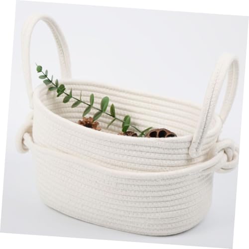 Cesta de almacenamiento textil con asas reforzadas y estructura decorativa 8