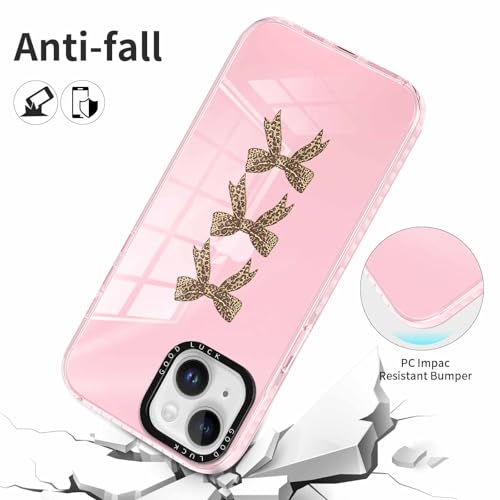 RUMDEY 2 Pack Cute Cheetah Print Phone Case for iPhone 13 / iPhone 14 Pink Bow Case 6.1", Clear Coquette Fashion Luxury Leopard Pattern Design Girls Women Funda Shockproof Soft TPU Protection Cover by RUMDEY - Image 6