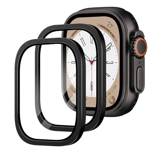 DiyGody 2PCS Kompatibel mit Apple Watch Ultra 3/2/1 49mm Displayschutz, Rahmen Titanlegierung und 9H Gehärteter Glas-Dis...