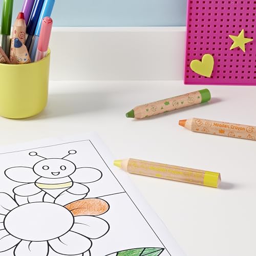 Keyroad JUMBO 3 in 1 Holz Wachskreiden/Aquarell- Wachsmalstifte Wasserlöslich-6 Stück plus ein Spitzer/Buntstifte für Kinder Junge Erwachsene/Kindersicher Ungiftig,KR972328,Mehrfarbig