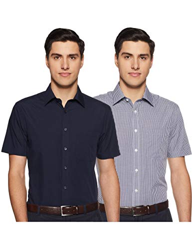 Marks & Spencer Men’S Plain Slim Fit Casual Shirt (T11/2380K_Navy Mix 15+)