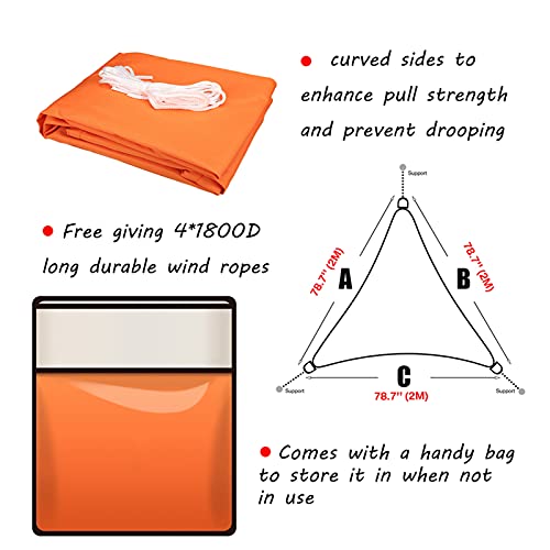HEYOMART Sun Shade Sail Waterproof 2x2x2m Triangle, 98% UV Block PES for Garden Patio Sunscreen Canopy Sunsail with Free Ropes, Orange - Image 6