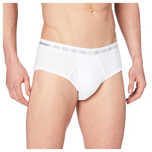 BOSS Män traditionella original ribbad bomull kalsonger med logotyp midjeband, Vitt, M