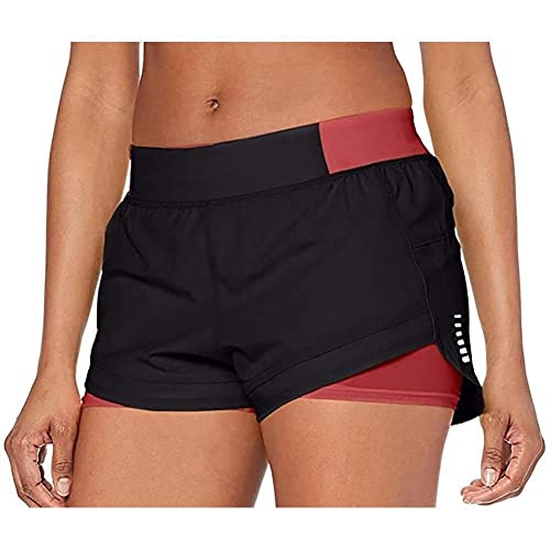 Under Armour Damen UA Qualifier SpeedPocket 2-in-1 Kurze Hose, Schwarz / Pink, LG