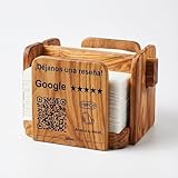 ZATEC – Servilletero de Madera de Olivo con NFC y QR | Aumenta Reseñas en Google | Ideal para Restaurantes, Bares y Comercios | Configuración en 1 Minuto