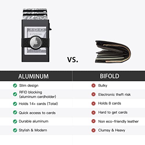 Semorid Minimalist Men Metal Wallet With Airtag Holder | Aluminum Credit Card Holder With Expandable Backplate | Trackable Wallet For Apple Air Tag Gps | Rfid Blocking Front Pocket Money Case (Black) #TOP7