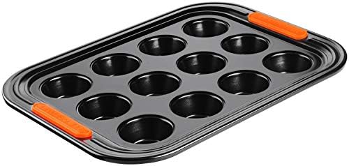 Le Creuset Non-Stick Carbon Steel Bakeware 12 Cup Muffin Tray, Black, 30 cm, 94100140000000