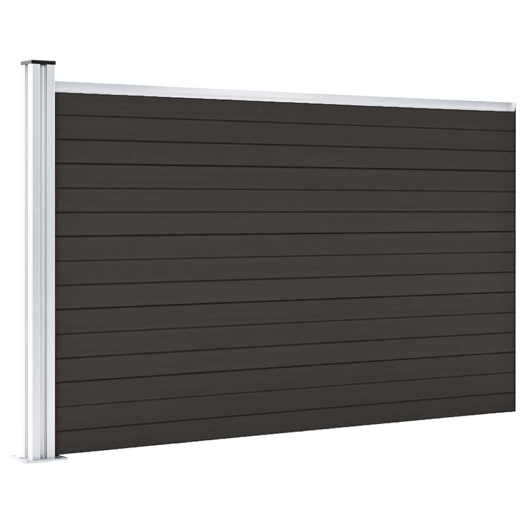 Zaunelement WPC 175x105 cm Schwarz als Gartenabgrenzung für Privatsphäre und Sicherheit, langlebiger Holz-Kunststoff-Verbundwerkstoff mit Holzmaserung und regulärem Aufdruck,
