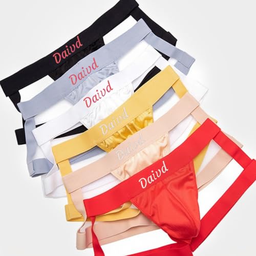 Custom Mens Elastic Thong, Personalized Cotton Stretch Seamless Athletic Panties, Breathable Comfortable G-String4