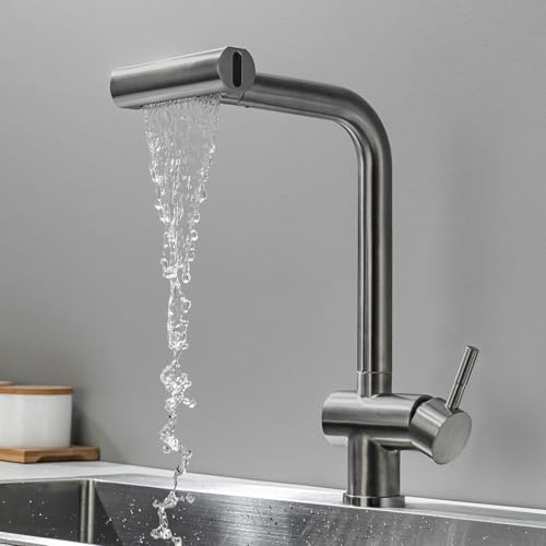 Robinet de cuisine extractible anti-éclaboussures à jet cascade