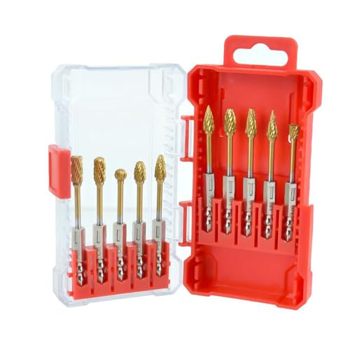 Rotary Burr Set - Juego de puntas de estampación de carburo de tungsteno para metal, madera y plástico | herramientas de lijado, tallado y deposición, juego de herramientas de corte rotativo, bits de