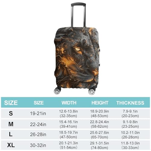 Lion with Fire Elastic Luggage Cover Suitcase Protector for 19-32 Inch Suitcases | Universal Stretchable Travel Bag Cover | Anti-Scratch, Washable with Zipper Closure L2