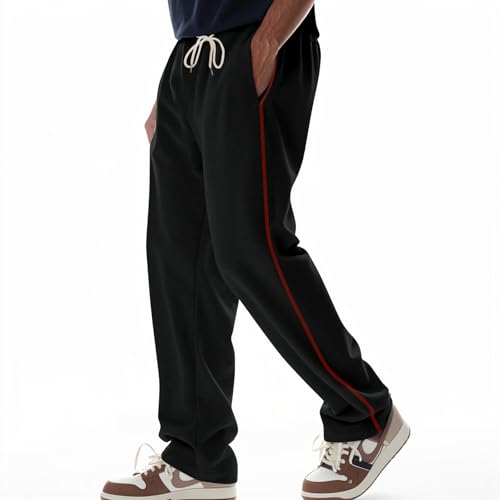 Men's Baggy Fleece Workout Sweatpants Drawstring Lounge Athletic Running Pants Casual Solid Color Trendy Trousers2