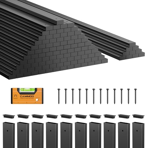 CAMMOO 110 Pcs 32 Rectangular Deck Balusters Straight Porch Railing Kit with Level Pre-Installed End Cap & Screws Anti-Rust Spindles for Balcony Poolside Staircase Indoor Outdoor Black