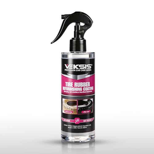 Veksis Tire Rubber Refurbishing Coating – 300ml Ceramic Tire Shine and Protectant, Long Lasting Tire Coating Restores Faded Rubber, UV Protection, Non-Greasy Matte Finish for Cars Trucks SUVs