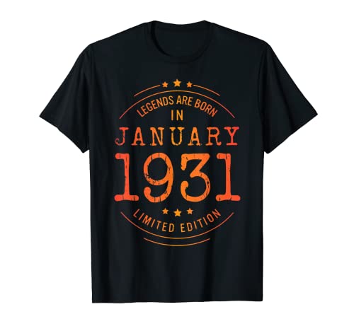 Cumpleaños Enero 1931 Edición Limitada Regalo January 1931 Camiseta