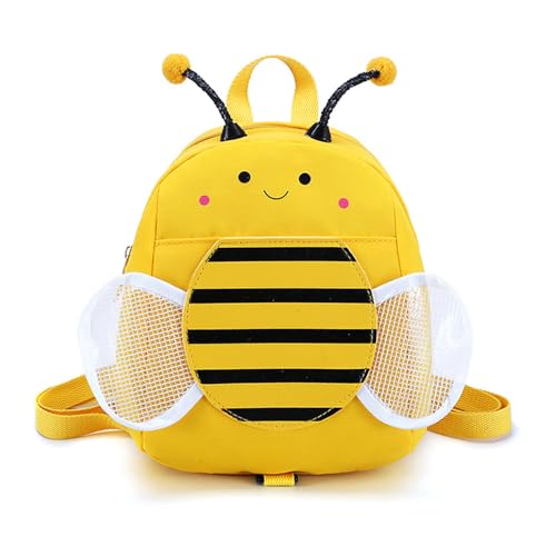 JAHEMU Kinderrucksack Biene Anti-Verlust-Rucksack Bienchen Kindergartenrucksack Süße Tier Schulranzen Studententasche für Jungen & Mädchen 2-6 Jahre